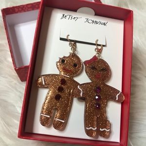 Betsey Johnson Gingerbread Couple Dangle Earrings